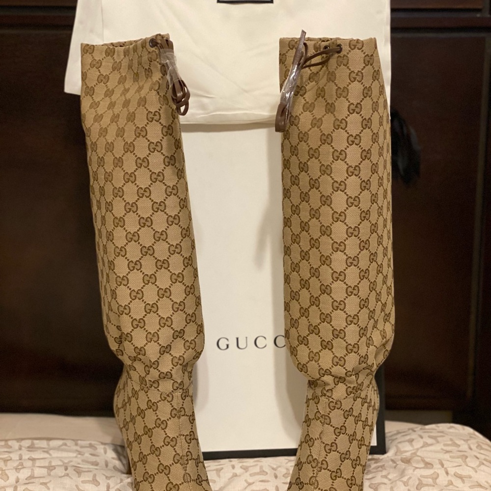 Gucci GG Canvas Knee High Boots - Picture 3 of 9